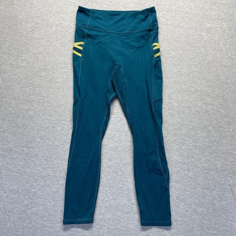 Fabletics Motion365 Trinity Leggings Womens S (27x24) Teal Gym‎ Training Workout